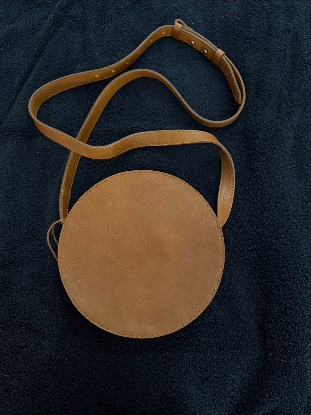 Madewell Round Crossbody Bag in Brown Leather